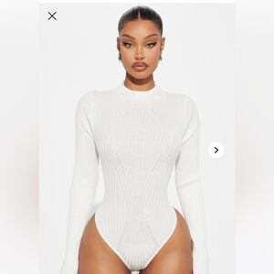 Fashion Nova Marenna Sweater Bodysuit - White